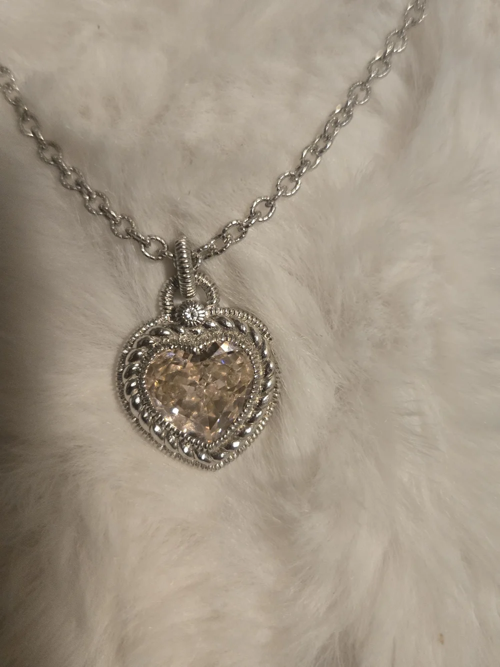 Judith Ripka Silver Heart Pendant with Champagne Stone